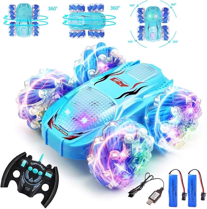 360 degree RC stunt car with LED lights and remote control